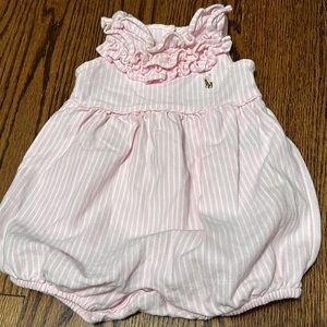 POLO RALPH LAUREN Baby Girls Striped Ruffled Mesh Bubble Shortall